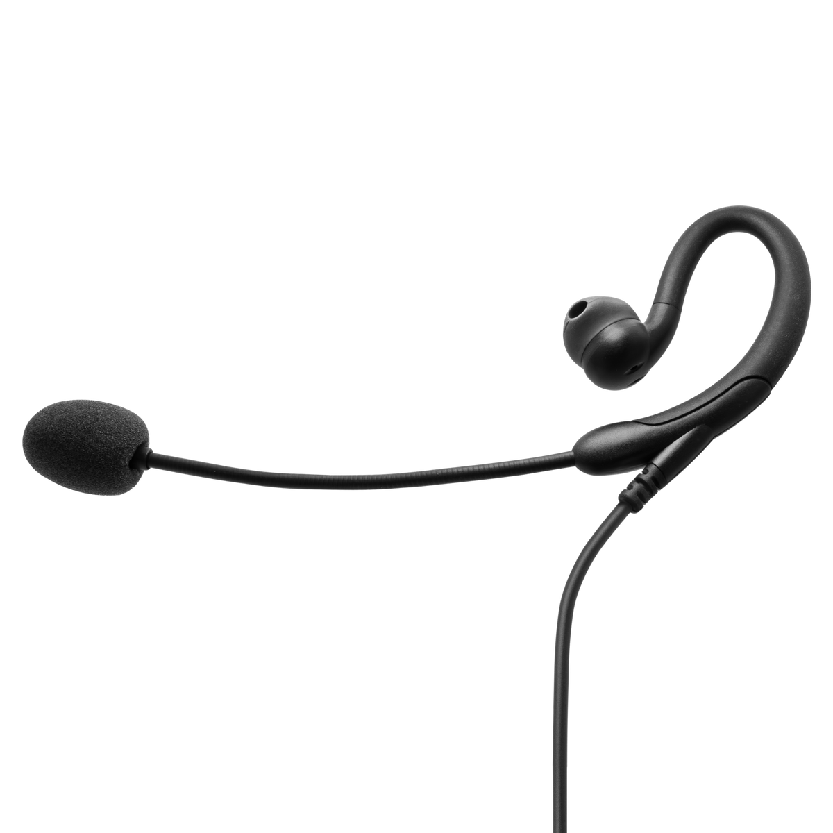 1-Wire C-Ring Earpiece with Noise-Canceling Boom Mic and Inline PTT