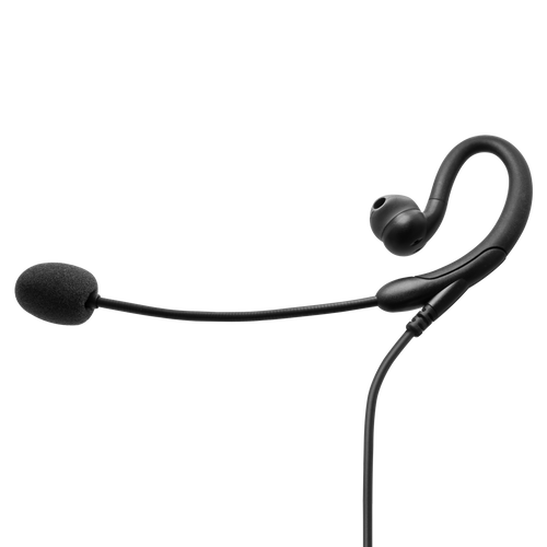 1-Wire C-Ring Earpiece with Noise-Canceling Boom Mic and Inline PTT