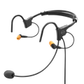 Behind-the-head in-ear headset with boom microphone