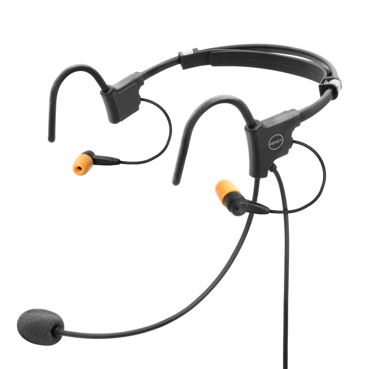 Behind-the-head in-ear headset with boom microphone