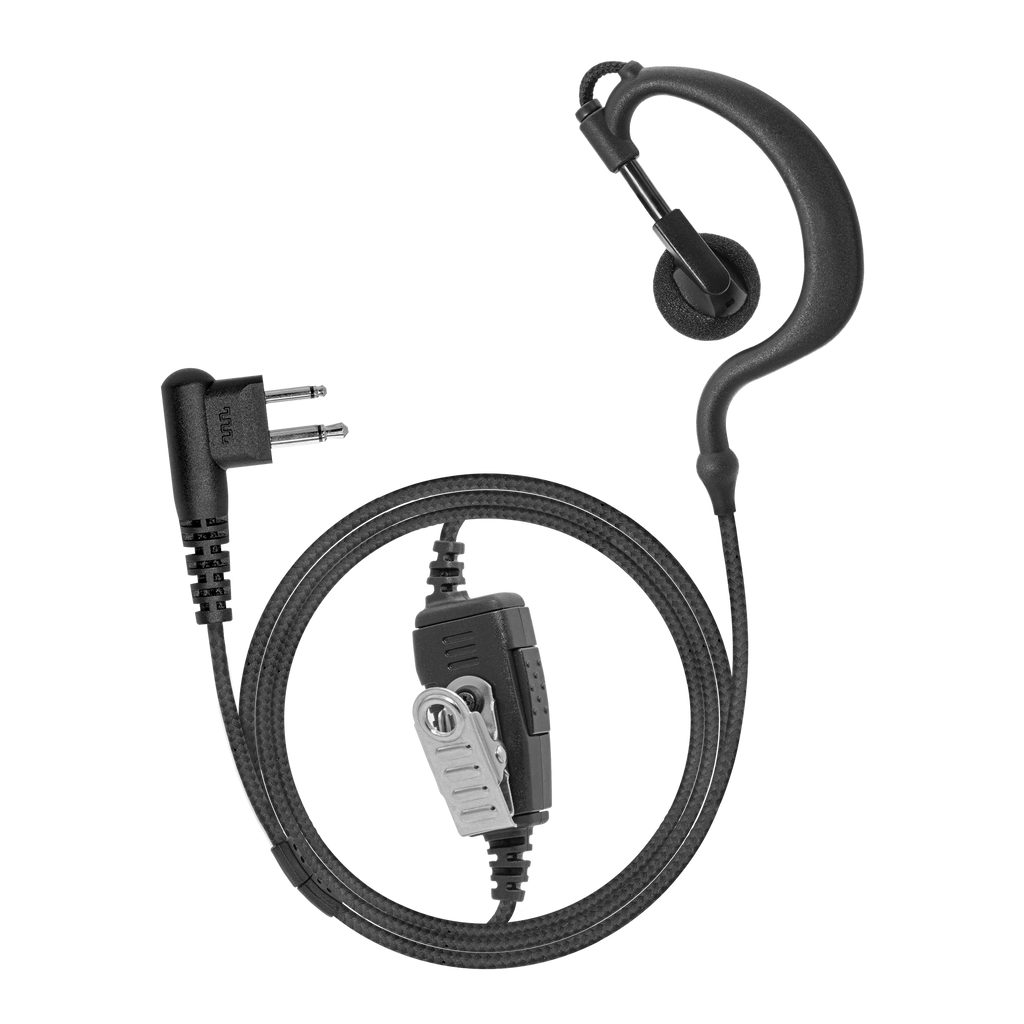 1-Wire Braided Ear Hook Earpiece with Inline PTT and Mic