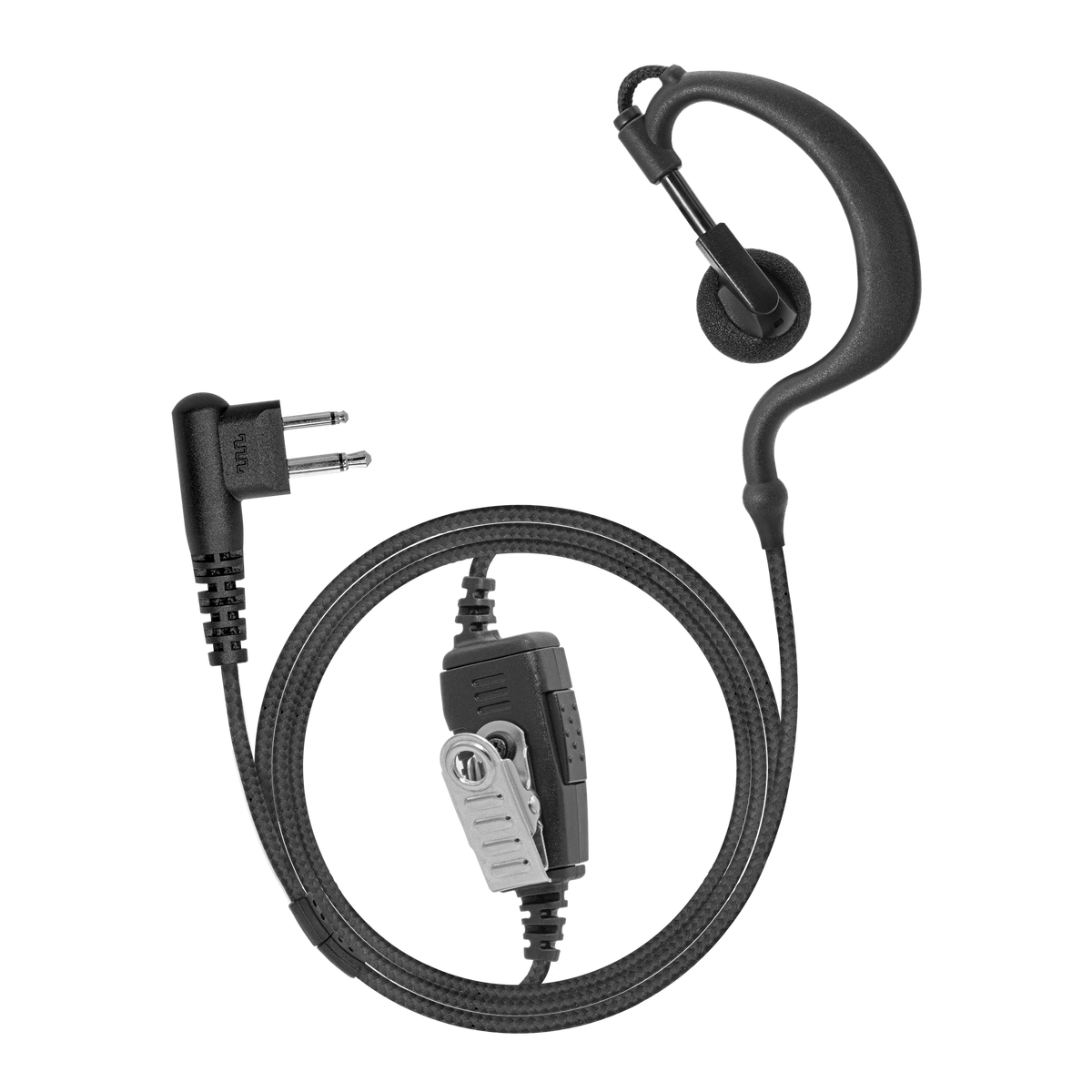 1-Wire Braided Ear Hook Earpiece with Inline PTT and Mic