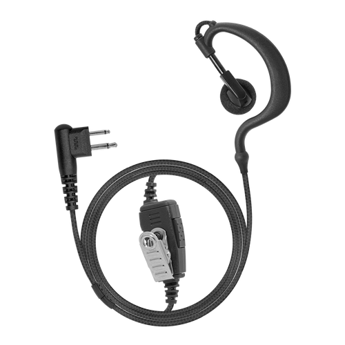 1-Wire Braided Ear Hook Earpiece with Inline PTT and Mic