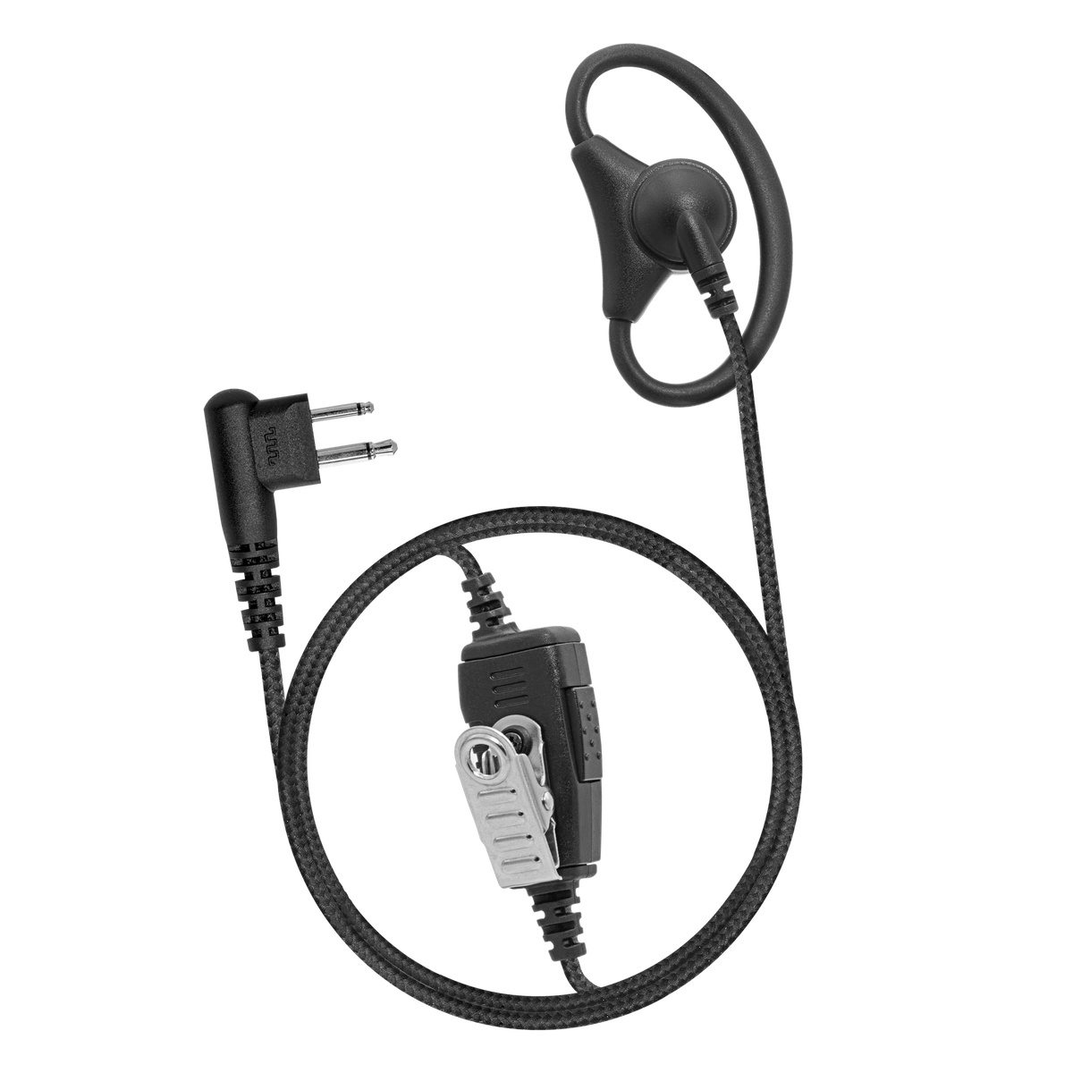 1-Wire Braided Adjustable D-Ring Earpiece with Inline PTT and Mic