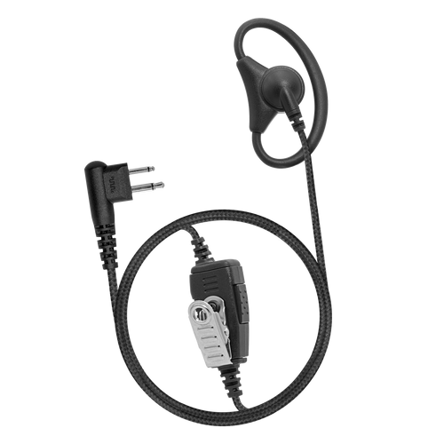 1-Wire Braided Adjustable D-Ring Earpiece with Inline PTT and Mic