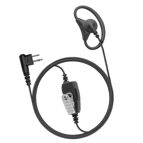 1-Wire Adjustable D-Ring Earpiece with Inline PTT and Mic