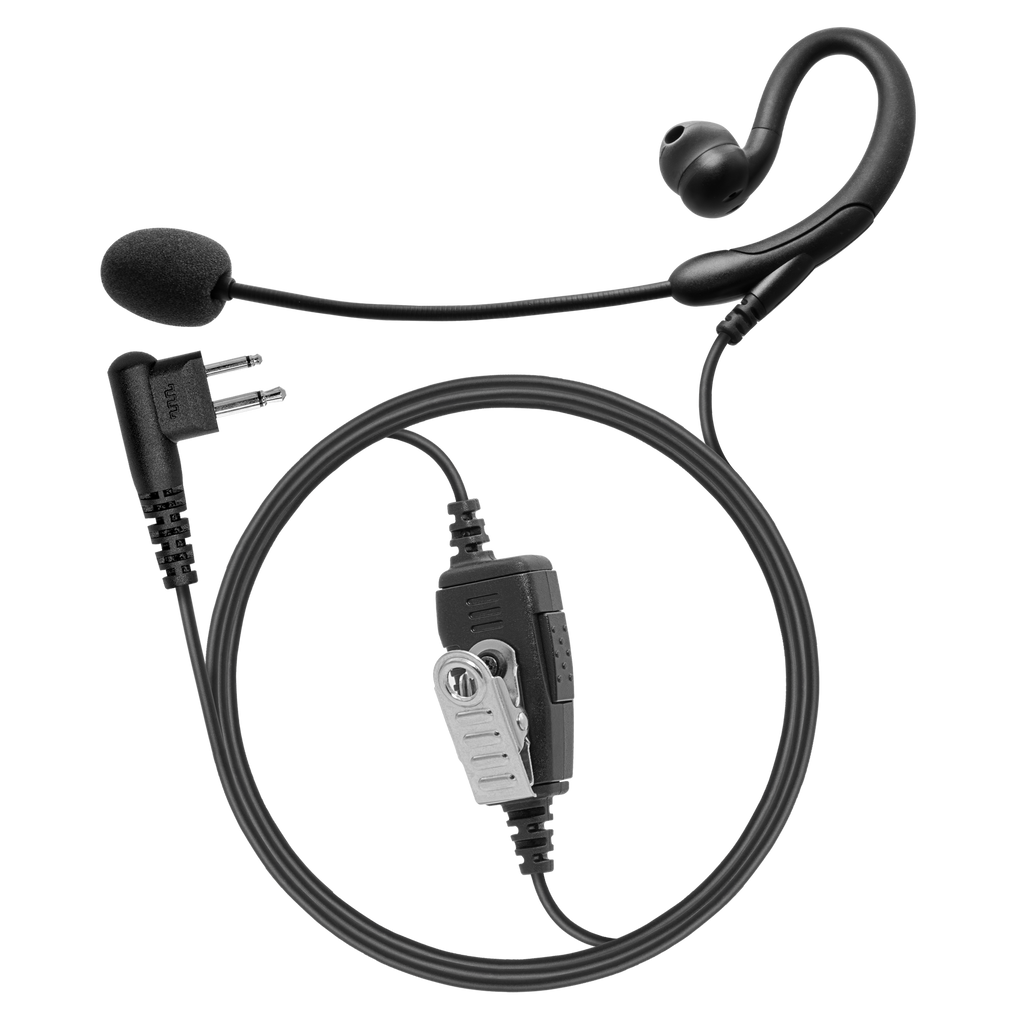 1-Wire C-Ring Earpiece with Noise-Canceling Boom Mic and Inline PTT