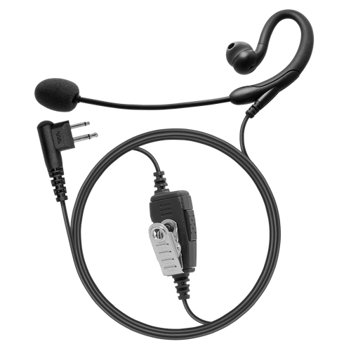 1-Wire C-Ring Earpiece with Noise-Canceling Boom Mic and Inline PTT