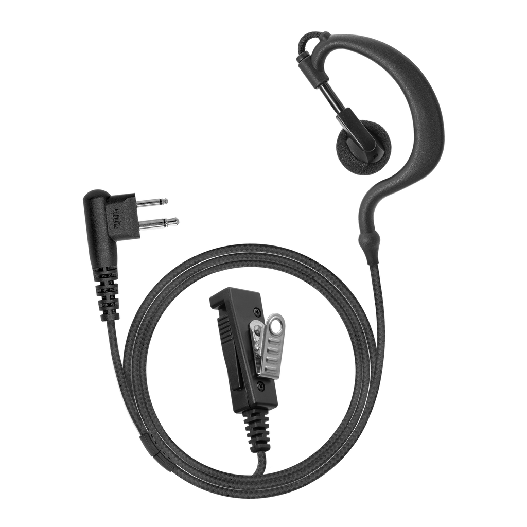 2-Wire Braided Ear Hook Earpiece with Noise-Canceling Mic