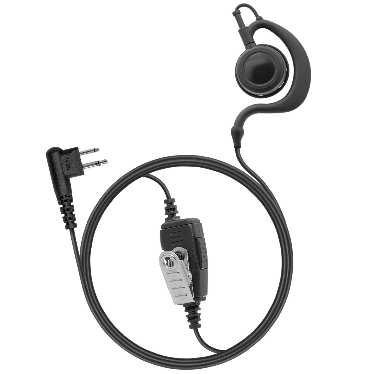 1-Wire Large-Speaker Ear Hook Earpiece with Inline PTT and Mic