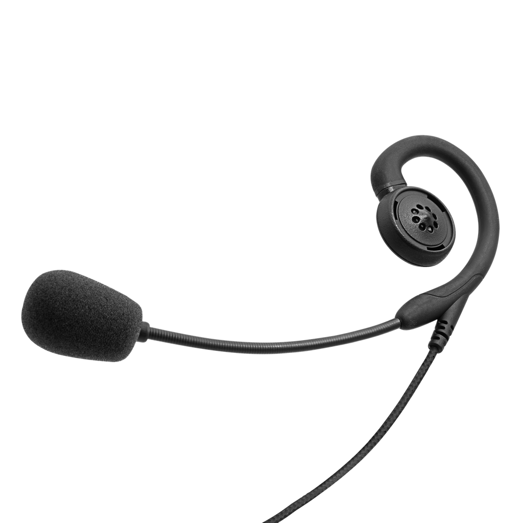 Braided Swivel Slim Earpiece with Boom Mic and Inline PTT