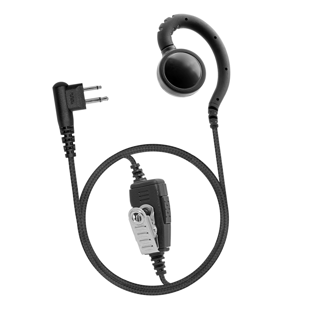 1-Wire Braided Swivel Earpiece with Inline PTT and Mic