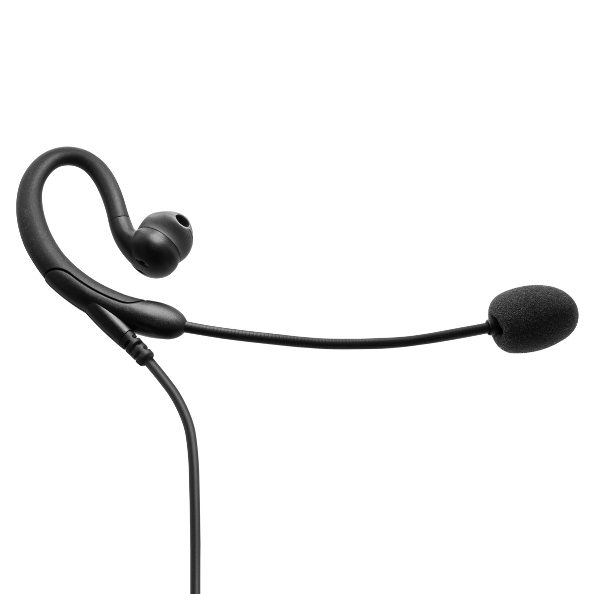 1-Wire C-Ring Earpiece with Noise-Canceling Boom Mic and Inline PTT