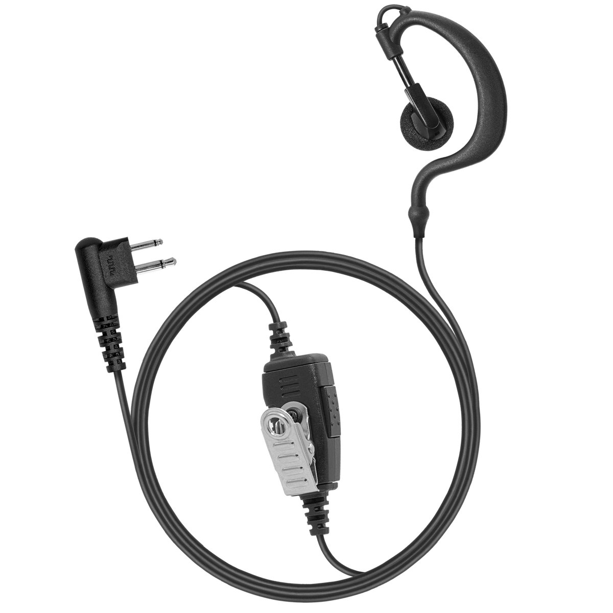 1-Wire Ear Hook Earpiece with Inline PTT and Mic