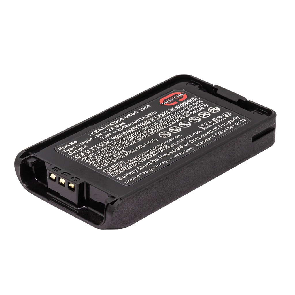 2000mAh USB-C Li-Ion Replacement Battery for Kenwood NX3000 Radios