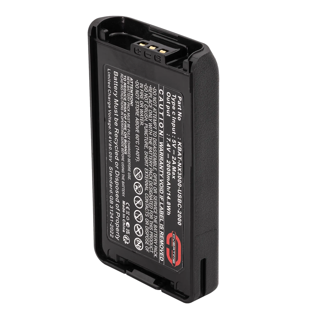 2000mAh USB-C Li-Ion Replacement Battery for Kenwood NX3000 Radios