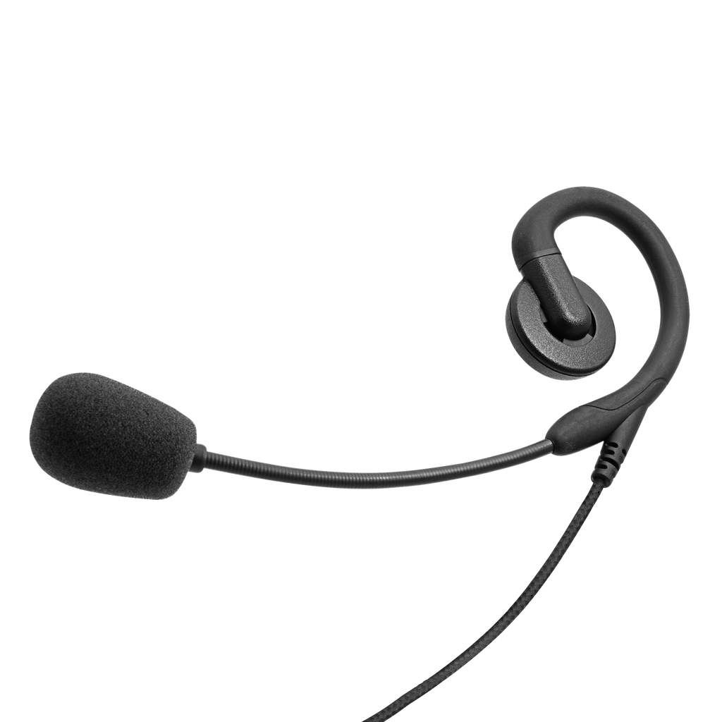 Braided Swivel Slim Earpiece with Boom Mic and Inline PTT